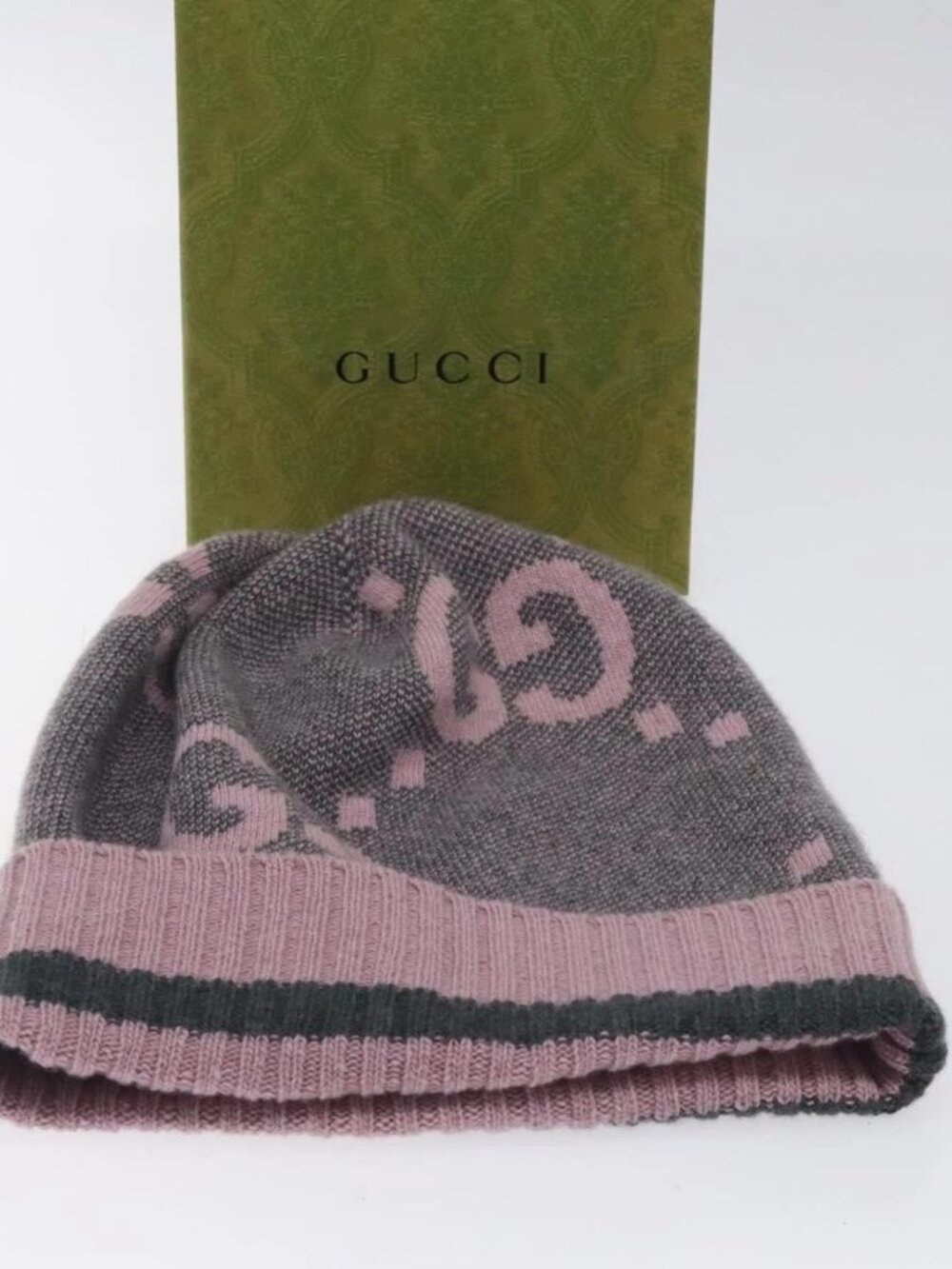 GUCCI GG Canvas Knitted Fabrics Cap Cashmere M Pink 676827 Auth am8353 - Picture 12 of 12